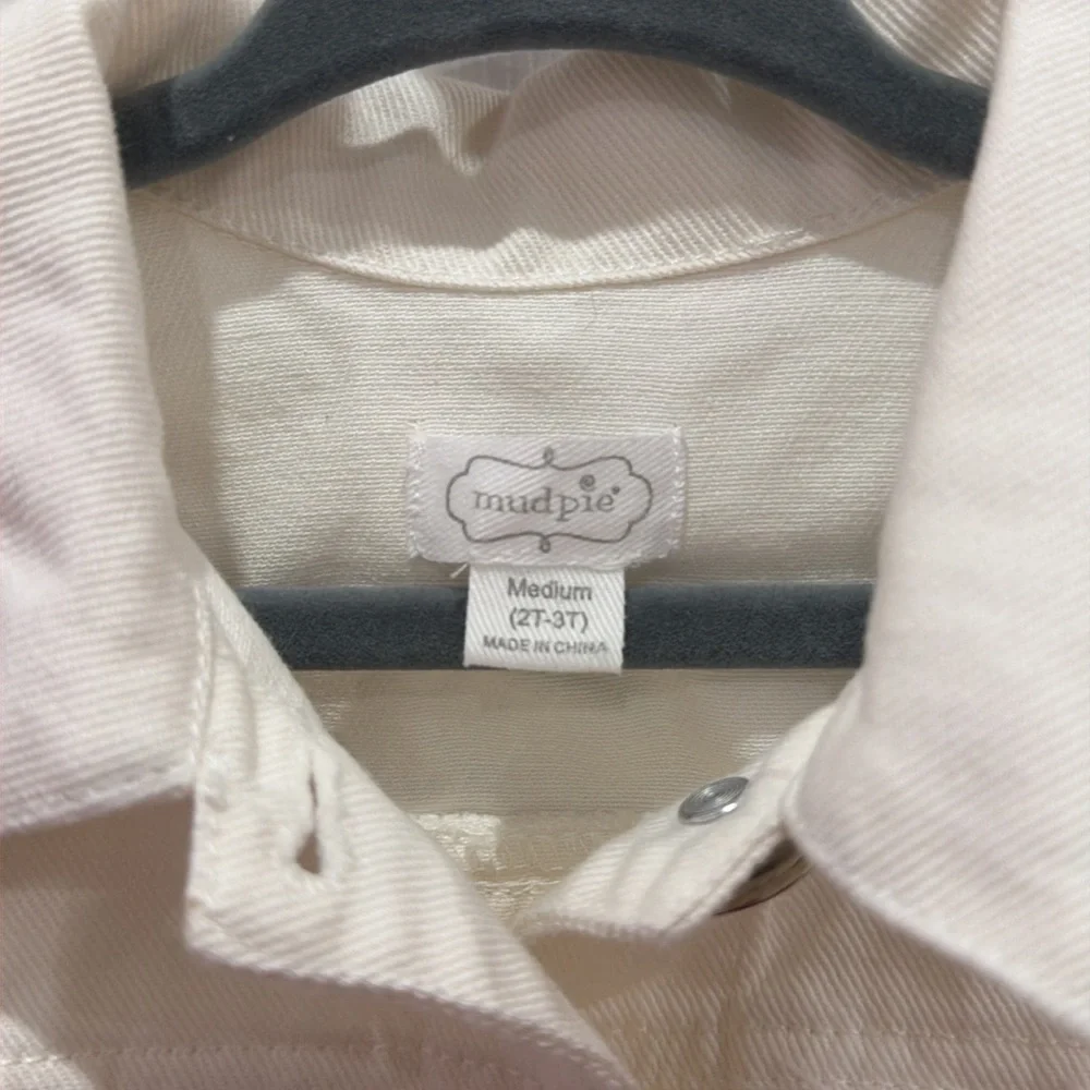 Mudpie white denim jacket EUC 2T-3T
